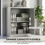 Armoire de Bureau Métallique, 80 x 40 x 92,5 cm, Meuble de Rangement en Acier avec Serrure, Étagère Réglable, Gris