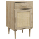 Table de chevet avec placard et étagère porte rotin tissé 1 tiroir design bohème - 40 x 40 x 68,5 cm naturel