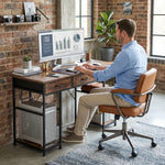 Bureau avec rangement avec prises de courant, 3 tiroirs en tissu et 4 étagères de rangement, 120 x 40 x 76 cm, marron