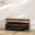 Meuble TV, meuble télé pour téléviseur jusqu'à 55 pouces avec 3 tiroirs et pieds en acier 120 x 29 x 56 cm brun rustique