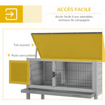 Clapier sur pieds cage à lapin avec niche intérieure plateau excrément coulissant porte verrouillable toit ouvrant