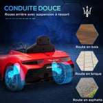 Voiture électrique pour enfants sous licence Maserati MC20 12V, Télécommande, LED, Musique et Klaxon, 3 à 6 Ans, rouge
