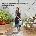 Serre de Jardin Tunnel Surface Sol 18 m² 6L x 3l x 2H m châssis Tubulaire renforcé 24 mm 8 fenêtres Blanc