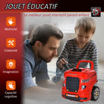 Camion mécano 2 en 1 - Jouet Bricolage Enfant - Établi Enfant - Jeu d'imitation mécanicien - Nombreux Accessoires Total de 61 pièces - Effets sonores et Lumineux - PP ABS Rouge