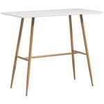 Table de bar rectangulaire 4 personne pieds en acier effet bois assemblage facile 118 x 58 x 98 cm blanc