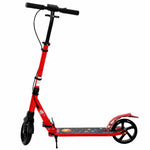 Foldable Aluminium Scooter, Adjustable Handlebar, Dual Hand/Foot Braking, 18 cm PU Wheels, 86x38x103.5cm, Red