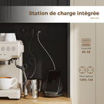 Buffet haut cuisine, armoire de cuisine, station de charge, 6 portes, plan de travail, porte-épices, 100x40x173cm, noir