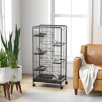 Cage pour Petits Animaux Roulante 5 Rampes 5 Plates-formes Plat et Bouteille d'Eau 250 ml Bac Inférieur Amovible