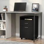 Caisson de bureau rangement bureau sur roulettes tiroir placard niche panneaux particules noir