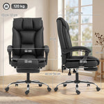 Chaise de bureau ergonomique, fauteuil de bureau inclinable avec repose-pieds, hauteur réglable, pivotante 360°, noir