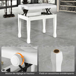 Banc de piano, banc de clavier réglable en hauteur en bois massif, siège rembourré, 64 x 35 x 45-55 cm, blanc