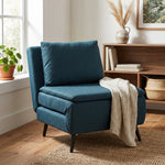 Schlafsofa 1-Sitzer, 3-in-1 Schlaf-Sessel mit verstellbarer Rückenlehne, Kissen, breiter Sitzfläche, Blau