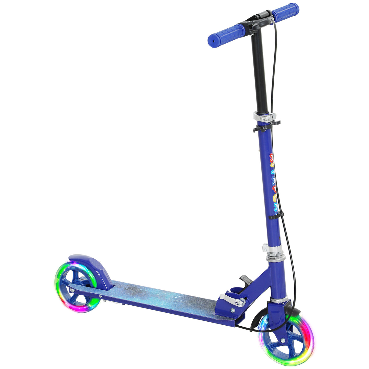 Trottinette enfants 3 à 8 ans, trottinette pliable à 2 roues LED roues lumineuses, 4 réglages en hauteur, bleu
