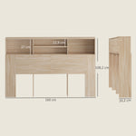 Tête de lit sur pied avec rangements, accessoire de lit 4 compartiments ouverts, 160 x 20,2 x 108,2 cm, bois naturel