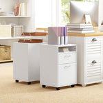 Lot de 2 caissons de bureau rangement de bureau sur roulettes tiroir placard niche panneaux particules blanc