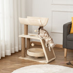 Arbre à chats design cosy chic multi-équipements centre d'activités griffoirs grattoir plateformes brun clair