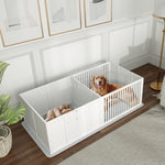 Werpbak voor honden en puppy's, werpkist voor honden met in hoogte verstelbare deur 166 x 80 x 50 cm, wit