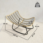 Fauteuil à bascule de jardin pour intérieur et extérieur, rocking chair en résine tressée avec coussin moelleux, gris