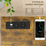 Console meuble étroite à 2 niveaux style industriel avec prises de courant et USB, 100 x 24 x 75 cm, marron