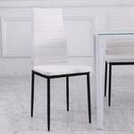 Lot de 4 chaises de salle à manger chaises de cuisine avec dossier haut pieds en métal et tissu en lin 41x50x97cm blanc