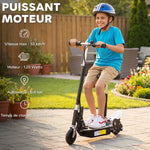 Trottinette électrique 120 W pliable pour enfant de 6+ ans hauteur guidon et selle réglable 10 Km/h max. noir