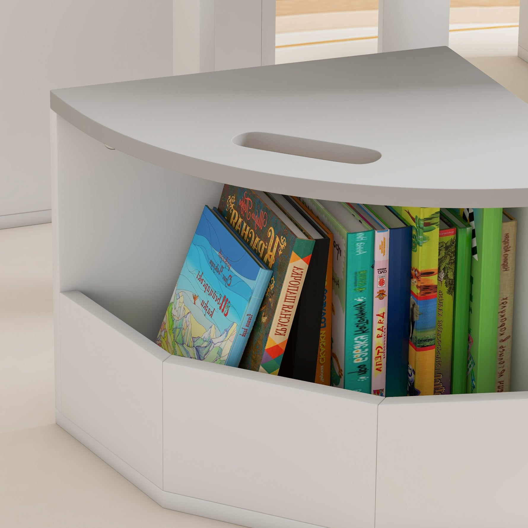 Table Enfant avec 4 Chaises 5 Pièces avec Rangement, Cadeau pour Fille Garçon 3-8 Ans, Ø 78 x 49 cm, Gris
