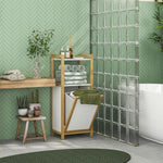 Meuble sur pied en bambou panier à linge salle de bain gain de place - 2 étagères - dim. 40L x 30l x 86,5H cm