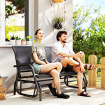 Banc à Bascule de Jardin 2 Places Design Contemporain Grand Confort accoudoirs Assise, Dossier Ergonomique Acier textilène Gris