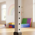Barre fixe de gymnastique enfant - barre de gymnastique hauteur réglable 13 niveaux 92 à 150 cm - acier bleu bois hêtre
