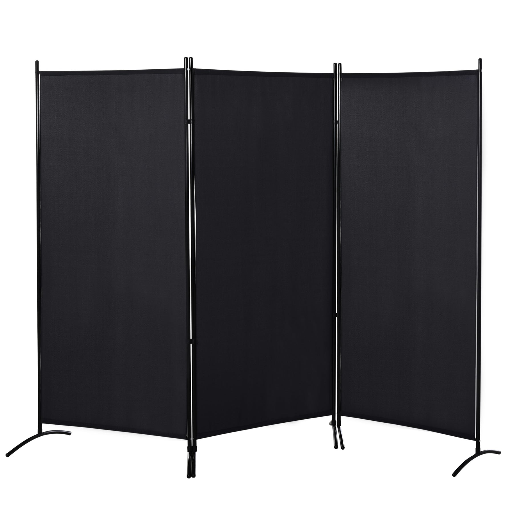 Paravent 3 panneaux dim. 2,53L x 0,5l x 1,82H m Store latéral Brise-Vue paravent sur Pied séparateur métal Polyester