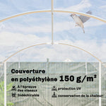 Serre tunnel de jardin 18m² serre de jardin tunnel 296x597x199cm cadre acier galvanisé, bâche PE 150g/m² transparent