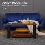 Table basse rectangulaire table de salon style industriel pied métal et plateau aspect bois 100 x 60 x 50 cm