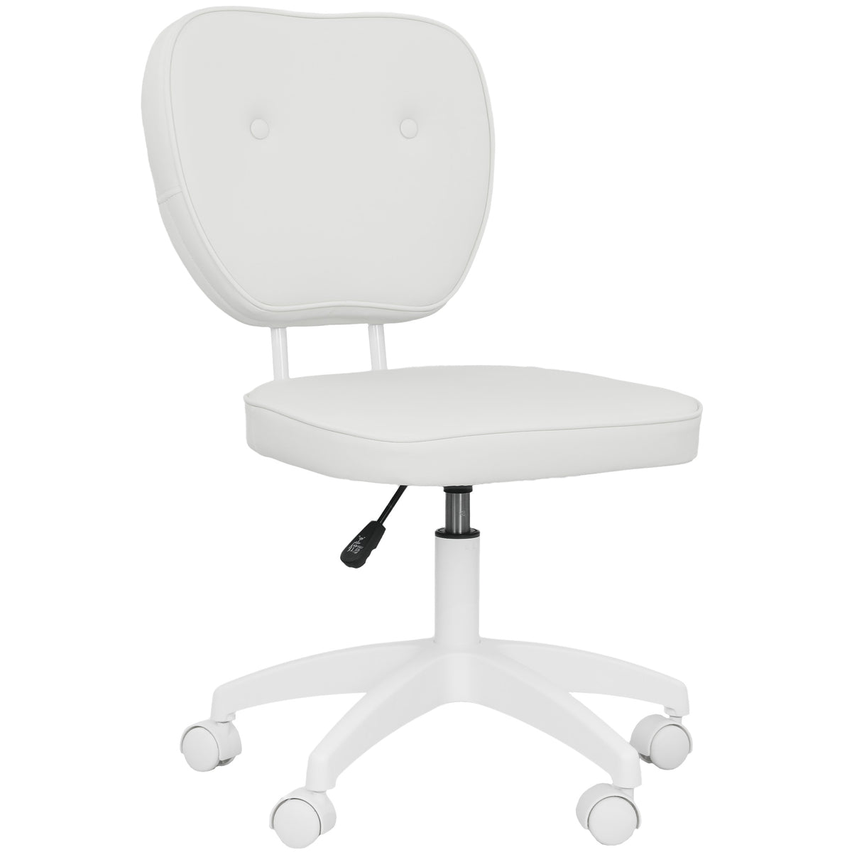 Chaise de bureau sans accoudoirs, fauteuil de bureau, hauteur réglable, pivotant 360°, 46 x 59 x 82-92 cm, blanc