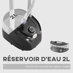 Défroisseur vapeur vertical 1950 W 32g/min, réservoir d'eau 2 L, tige télescopique, 11 températures réglables, noir