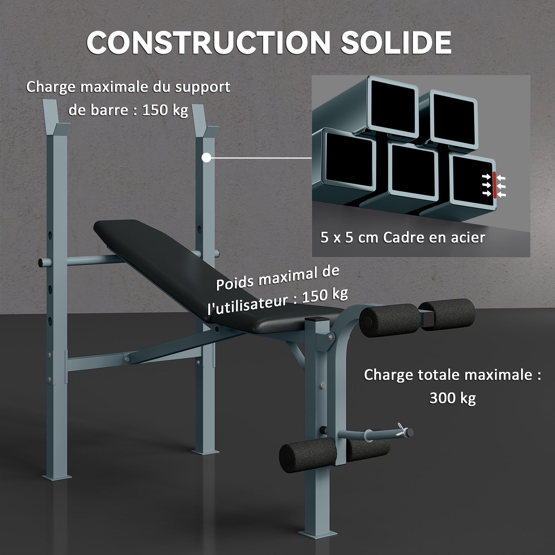 Banc de musculation Fitness banc d'haltérophilie entrainement complet dossier réglable curler