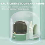 Maison de toilette, bac à litière fermé pour chat Compartiment Inférieur Amovible pour un Nettoyage Facile Pelle inclus