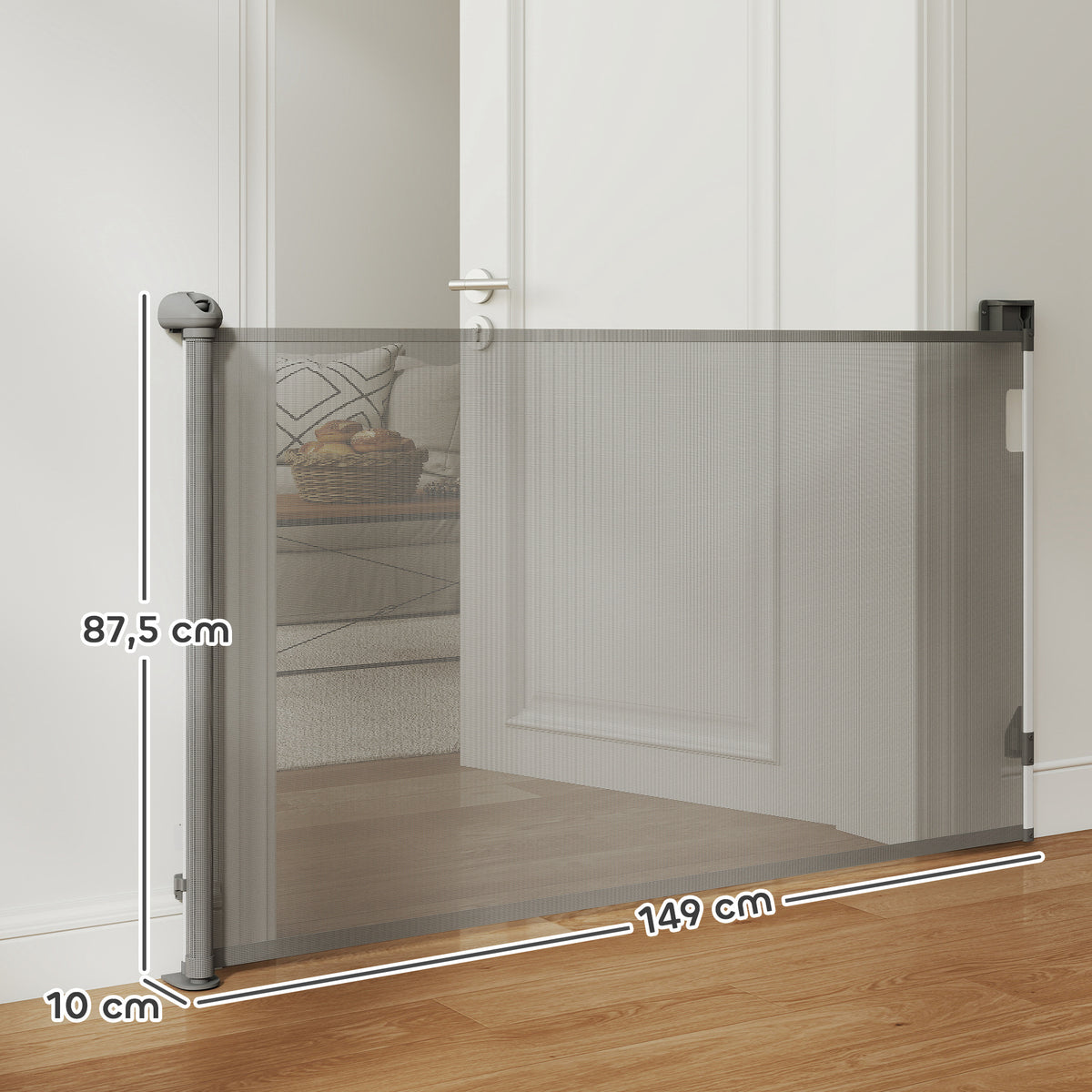 Barrière rétractable pour chien largeur 149 cm verrouillage automatique - gris