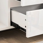 Buffet salon, meuble de rangement avec éclairage LED 4 tiroirs portes à fermeture douce 120 x 34 x 80 cm, blanc brillant