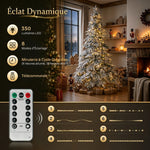 Sapin de Noël Artificiel 180 cm Arbre de Noël Lumineux Enneigé, Branches Articulées, Lumière 350 LEDs, Vert et Blanc