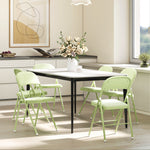 Lot de 4 chaises pliantes et portables intérieur avec assises et dossiers rembourrés en velours, cadre en acier, vert