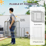Parc pour chien enclos chien 8 panneaux modulable pliable acier avec porte pour chiot intérieur extérieur 80H cm argent