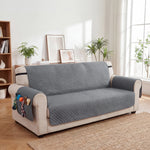 Housse de Canapé Protecteur de Meubles 3 Places Imperméable Anti-glisse avec Poches de Rangement Gris