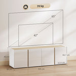 Meuble TV, banc TV avec 4 portes à fermeture amortie, étagère réglable et passe-câbles, 135 x 38 x 45 cm, blanc