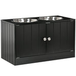 Gamelles chiens surélevées gamelle double chien chat porte-gamelles 60 x 30 x 35,5 cm 2 gamelles 2L acier inox incluses