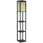 Lampadaire étagère Lampe étagère 26L x 26l x 160H cm 4 Niveaux MDF Noir Motif nid d'abeille