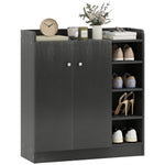 Meuble de rangement à chaussures pour entrée 12 paires - armoire à chaussures avec 4 compartiments ouverts- noir