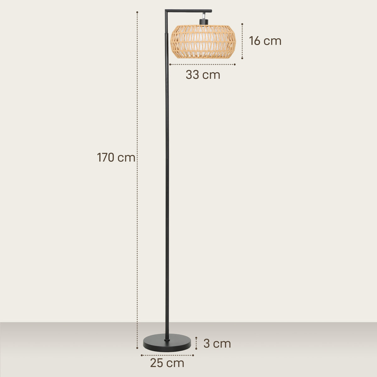 Wohnzimmer-Stehleuchte, dimmbare Stehlampe, 3 Farbtemperaturen, Fernbedienung, 52x33x170cm, schwarz