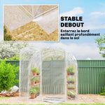 Serre de jardin tunnel 3 x 2 x 2 m 6 m² avec porte à charnières bâche en PE 150 g/m² pour Légumes Plantes Fleurs