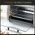 Mini four électrique 10L 1 grille et 1 plateau, température réglable de 100°C à 230°C, Minuteur 60 min, 36,5x26x22 cm