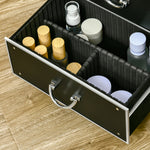 Valise trolley maquillage mallette cosmétique vanity poignée télescopique réglable 36L x 23l x 58H cm alu ABS noir